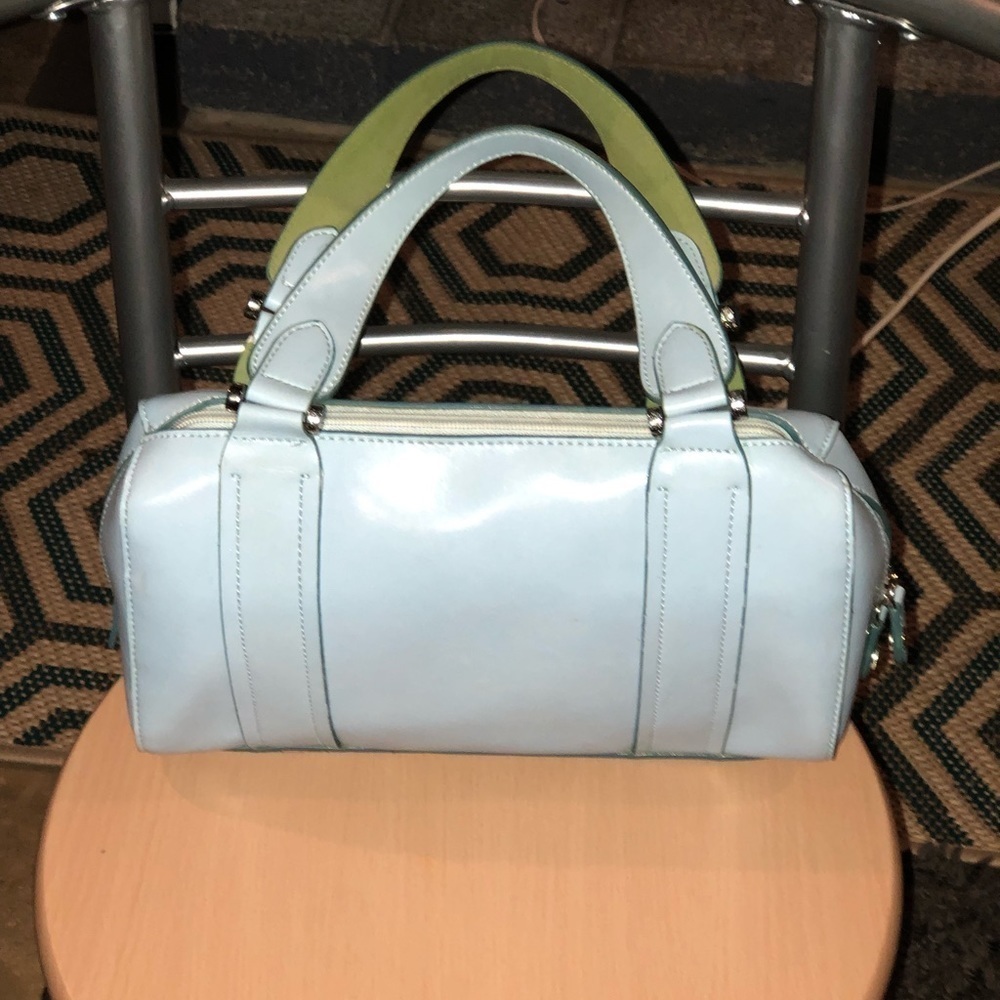 Mondani New York Pale Blue and green hand bag purse - Picture 2 of 9